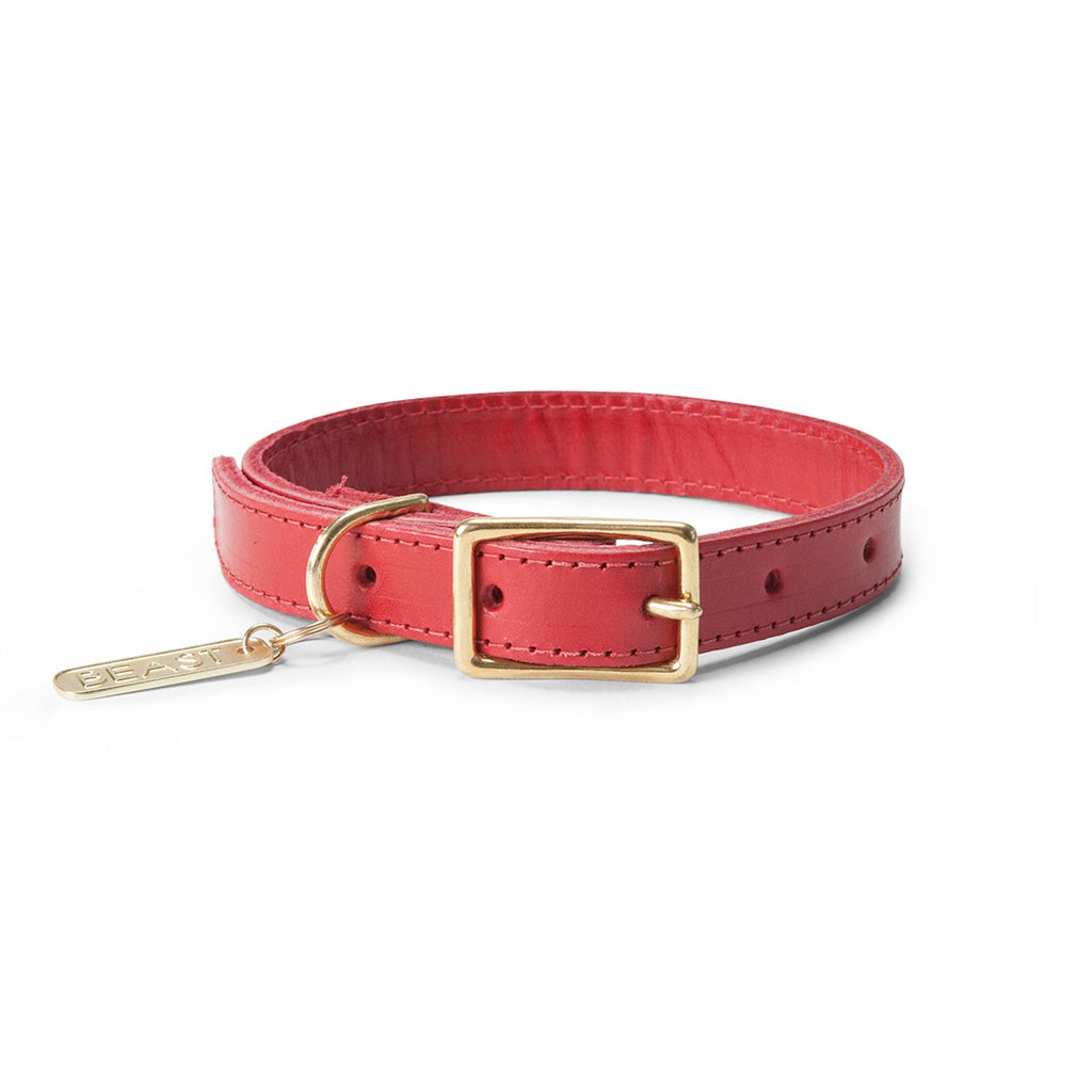 Leather Collar in Red